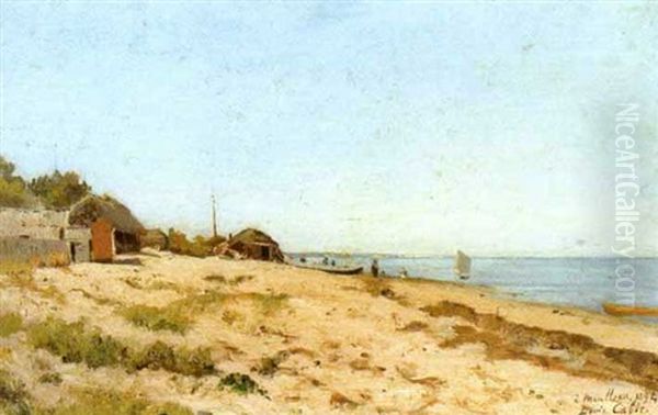 La Plage A Moulleau Oil Painting by Louis Alexandre Cabie