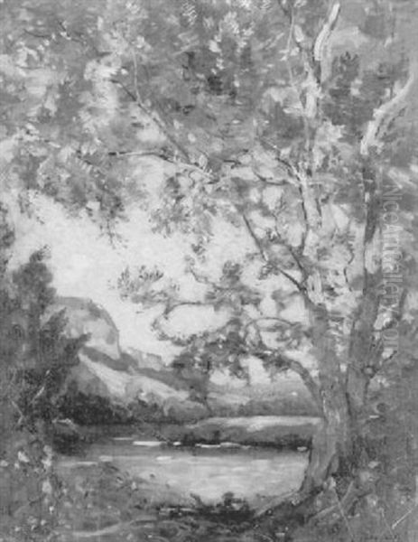 Arbre Pres D'un Etang Oil Painting by Louis Alexandre Cabie