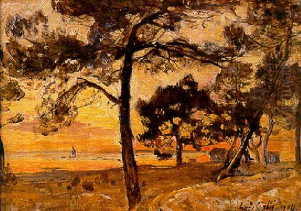 Soleil Couchant A Andernos Presd'arcachon Oil Painting by Louis Alexandre Cabie