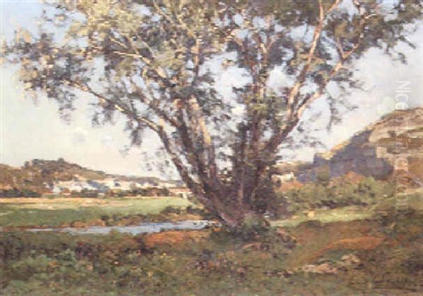 Les Eyzies, Dordogne Oil Painting by Louis Alexandre Cabie