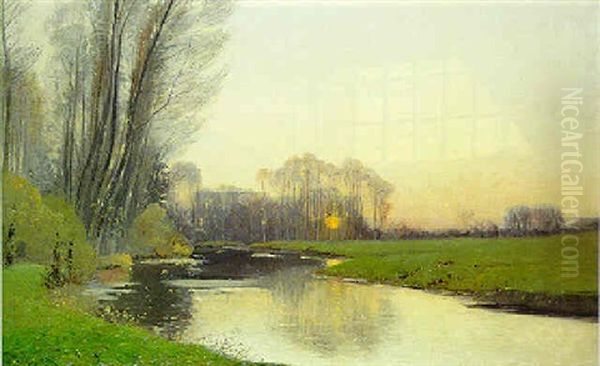 Les Bords De La Vezere Aux Eyzies Oil Painting by Louis Alexandre Cabie