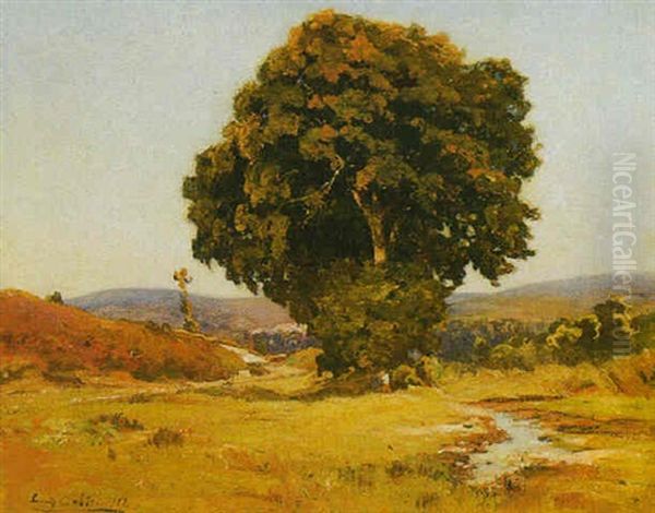 A Landscape With A Tree Oil Painting by Louis Alexandre Cabie