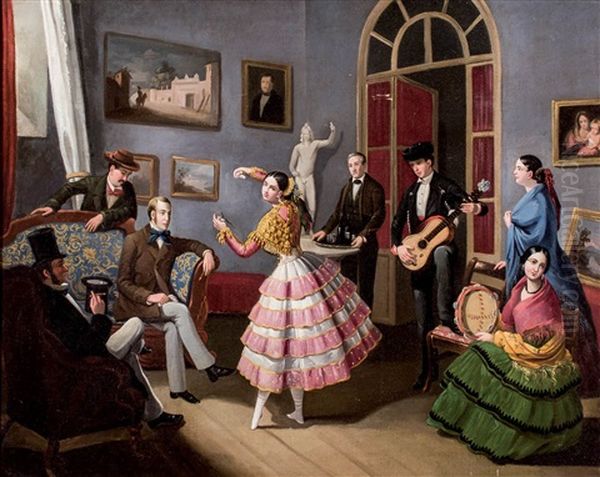 Baile En El Salon Oil Painting by Manuel Cabral Aguado Bejarano