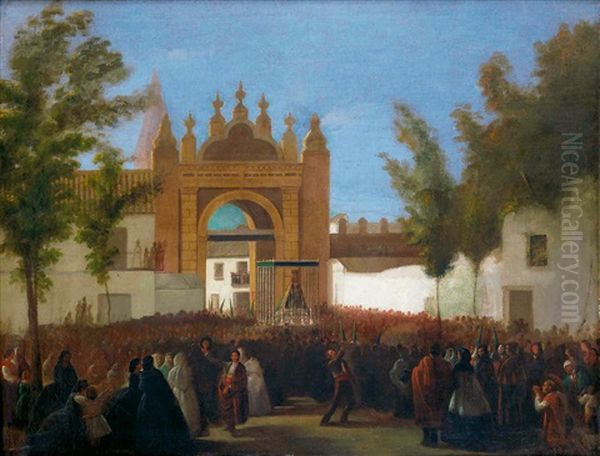 Semana Santa En Sevilla Oil Painting by Manuel Cabral Aguado Bejarano