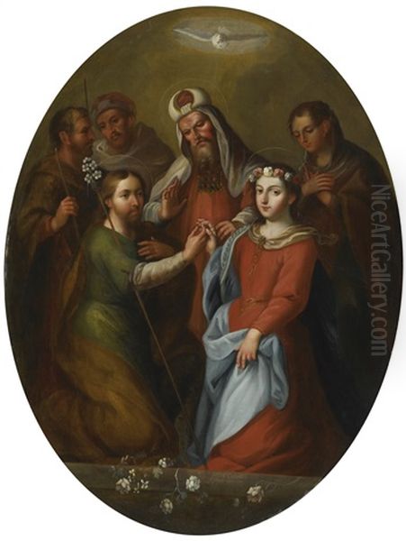 The Marriage Of The Virgin Oil Painting by Miguel Cabrera