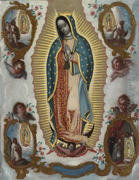 Nuestra Senora De Guadalupe Con Las Apariciones Oil Painting by Miguel Cabrera