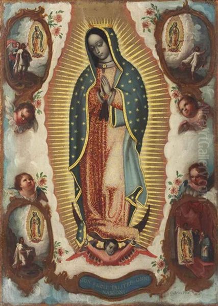 Virgin Of Guadalupe Oil Painting by Miguel Cabrera