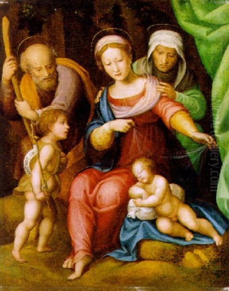 Sacra Famiglia Con San Giovannino E Sant'anna Oil Painting by Guglielmo Caccia