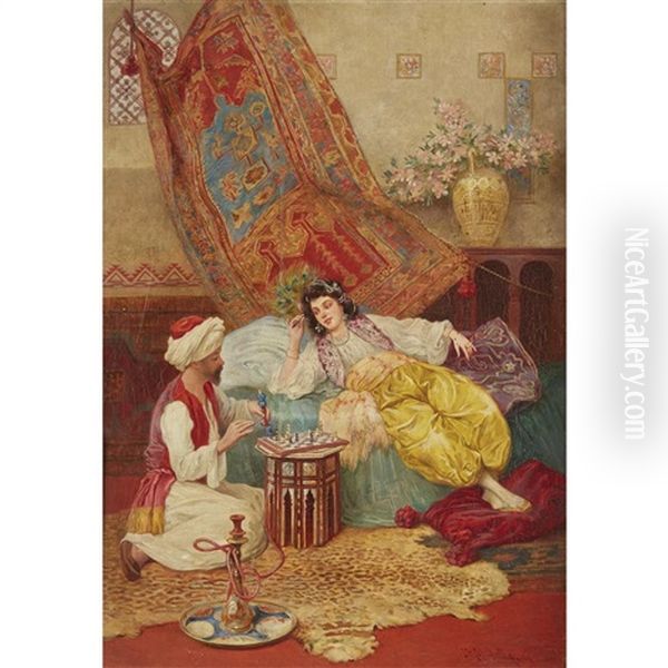 Harem Interior Oil Painting by Umberto Cacciarelli