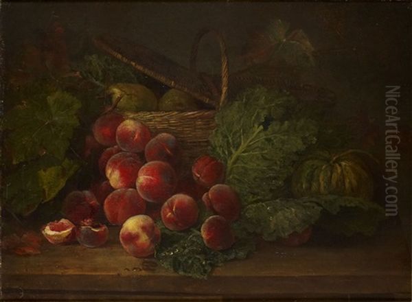 Nature Morte Aux Peches Oil Painting by Francois Charles Cachoud