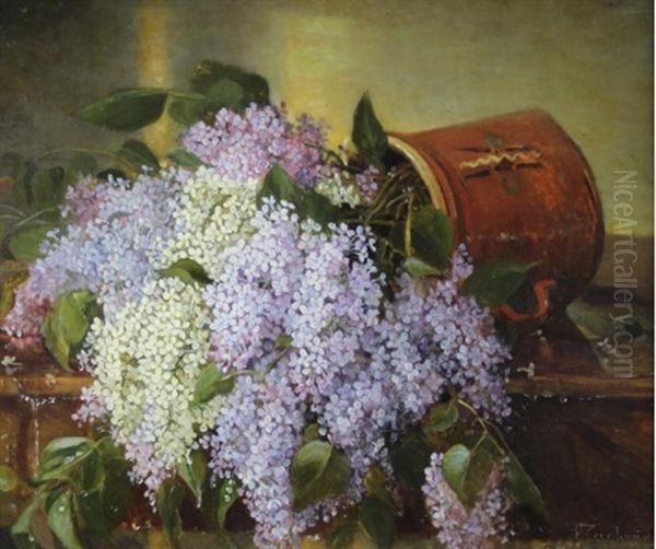 Nature Morte Au Bouquet De Lilas Oil Painting by Francois Charles Cachoud