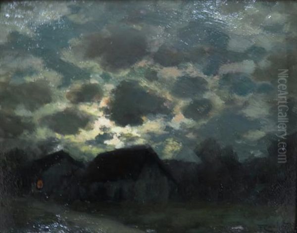 Untitled (evening Sky) Oil Painting by Francois Charles Cachoud