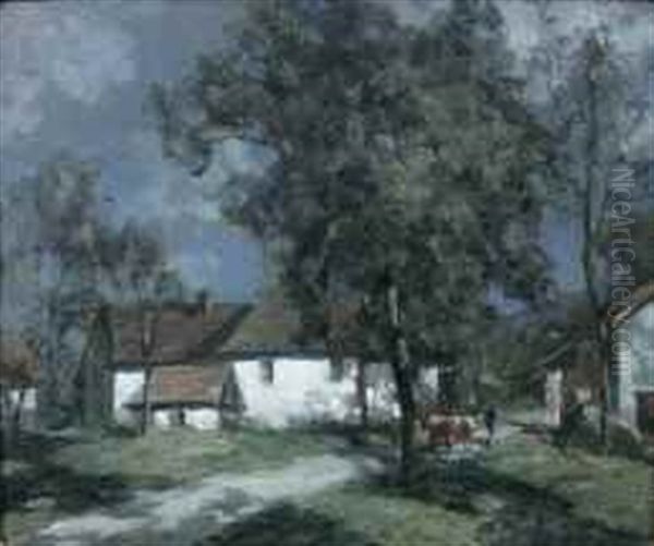 Nuit Claire Au Village Du Menand (savoie) Oil Painting by Francois Charles Cachoud