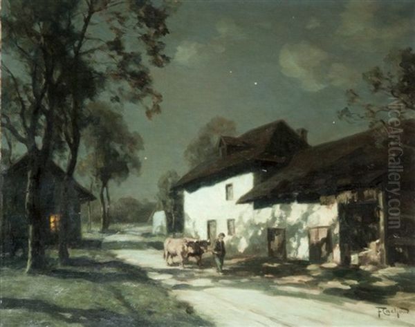 Sur La Route, Nuit Claire Oil Painting by Francois Charles Cachoud