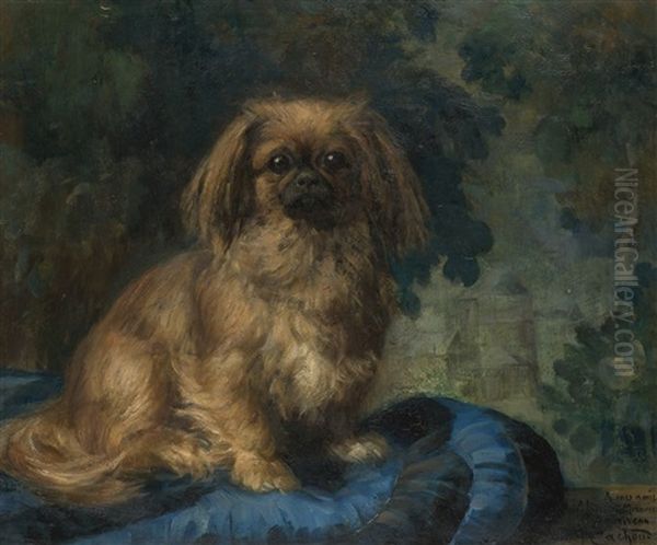 Pekingese Oil Painting by Francois Charles Cachoud