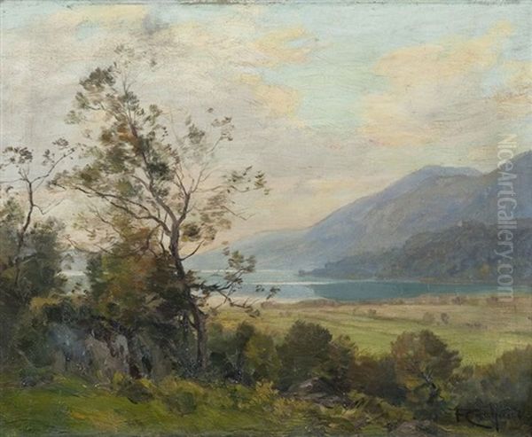 Le Lac D'aiguebelette En Savoie Oil Painting by Francois Charles Cachoud