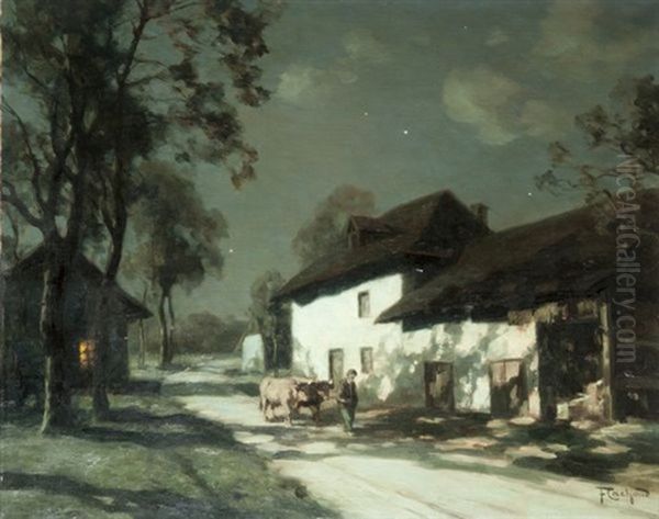 Sur La Route, Nuit Claire Oil Painting by Francois Charles Cachoud