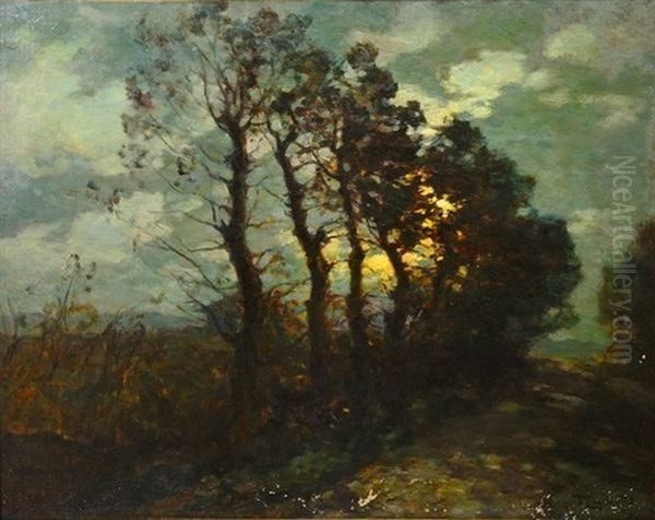 Arbres Le Long D'un Sentier Oil Painting by Francois Charles Cachoud