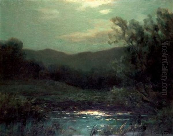 Nuit Sur L'etang Oil Painting by Francois Charles Cachoud