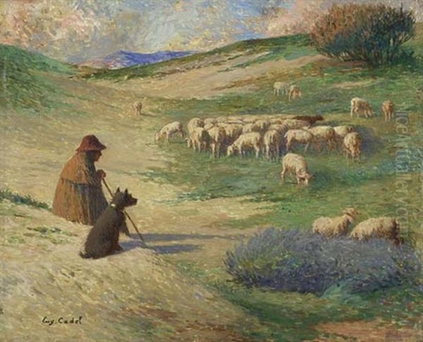 Hirte Mit Hund Und Schafherde Oil Painting by Eugene Cadel