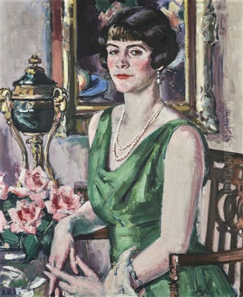 Portrait Of Mrs Ion R. Harrison, Croft House Oil Painting by Francis Campbell Boileau Cadell