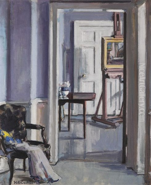 Interior, 30 Regent Terrace With Easel Oil Painting by Francis Campbell Boileau Cadell