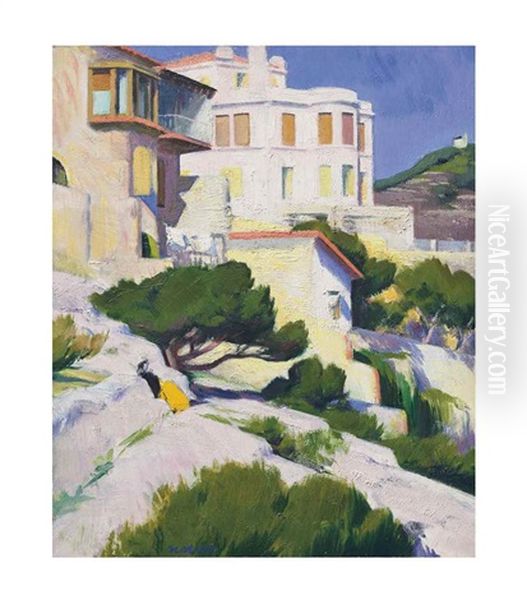 The White Villa - Cassis Oil Painting by Francis Campbell Boileau Cadell