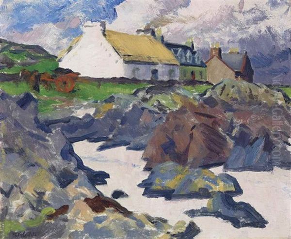 Cottage On The Shore, Iona by Francis Campbell Boileau Cadell