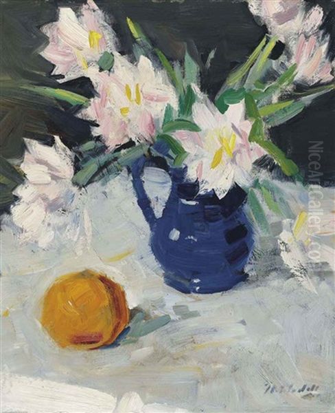 Still Life With Blue Jug Oil Painting by Francis Campbell Boileau Cadell