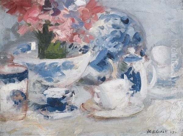 White, Pink And Blue Oil Painting by Francis Campbell Boileau Cadell