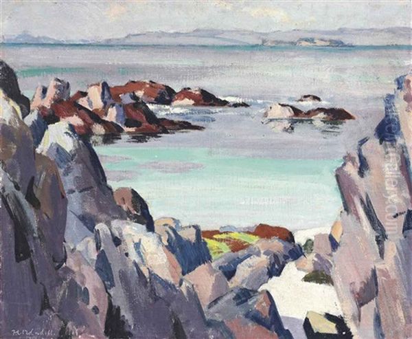 Staffa And Rhum From Iona Oil Painting by Francis Campbell Boileau Cadell