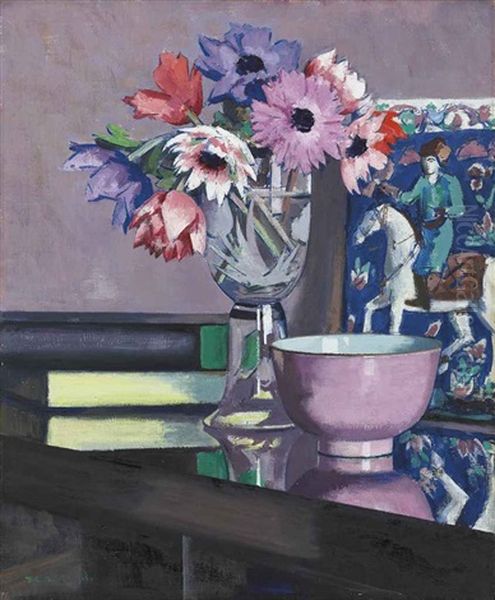 Still Life. Anemones Oil Painting by Francis Campbell Boileau Cadell