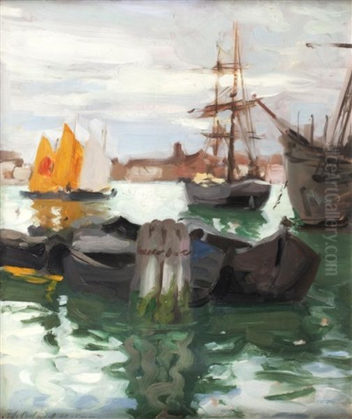 The Giudecca Canal, Venice Oil Painting by Francis Campbell Boileau Cadell