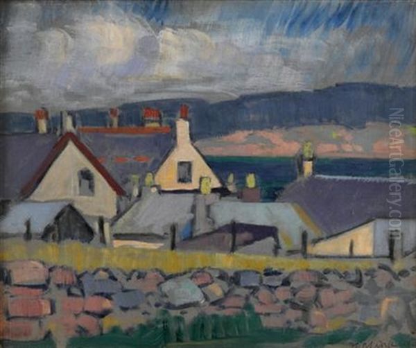 Iona Cottages Oil Painting by Francis Campbell Boileau Cadell