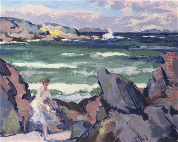 North Wind, Iona - The Bather Oil Painting by Francis Campbell Boileau Cadell