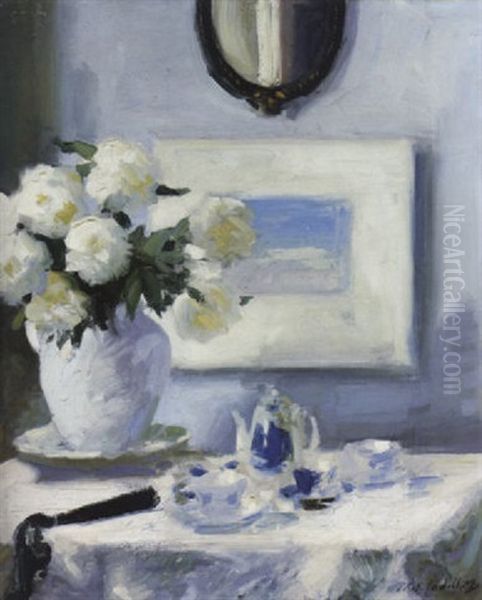 White Peonies Oil Painting by Francis Campbell Boileau Cadell