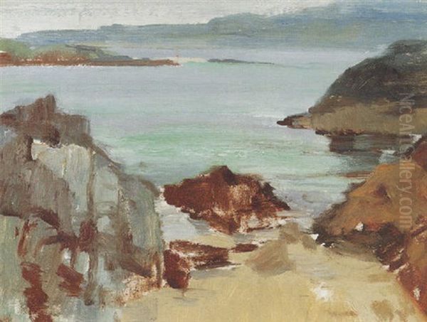 Coast Of Mull And Eilean Near Barra From Iona Oil Painting by Francis Campbell Boileau Cadell