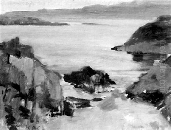 Coast Of Mull And Eileen Near Barra From Iona Oil Painting by Francis Campbell Boileau Cadell