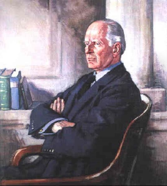 Portrait Of George W. Service, Esq., Seated Three-quarter Length In Anarmchair Oil Painting by Francis Campbell Boileau Cadell