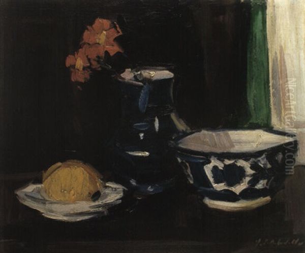 Lemon And Blue And White Oil Painting by Francis Campbell Boileau Cadell