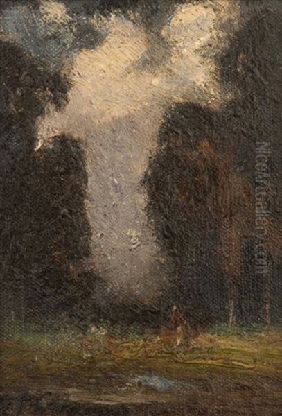 Figure In A Eucalyptus Landscape Oil Painting by Giuseppe Cadenasso