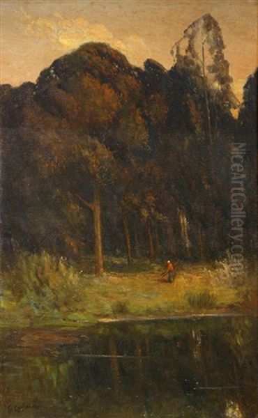 Evening Landscape (eucalypti) Oil Painting by Giuseppe Cadenasso