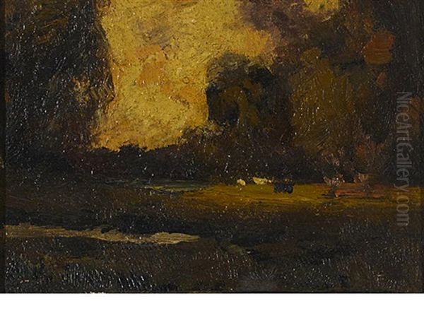 A Pastoral Landscape Oil Painting by Giuseppe Cadenasso