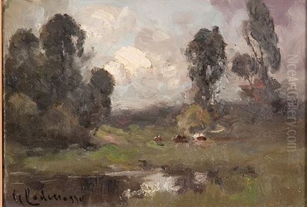 Impressionistic Pastoral Scene Oil Painting by Giuseppe Cadenasso