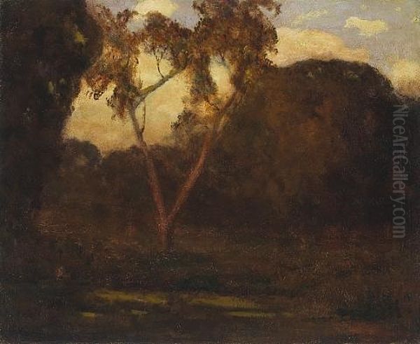 Tree In The Twilight Glow Oil Painting by Giuseppe Cadenasso