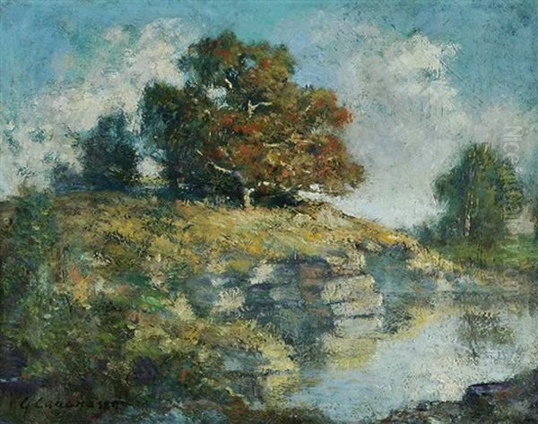 River Landscape Oil Painting by Giuseppe Cadenasso