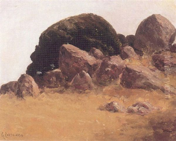 A Rocky Landscape Oil Painting by Giuseppe Cadenasso