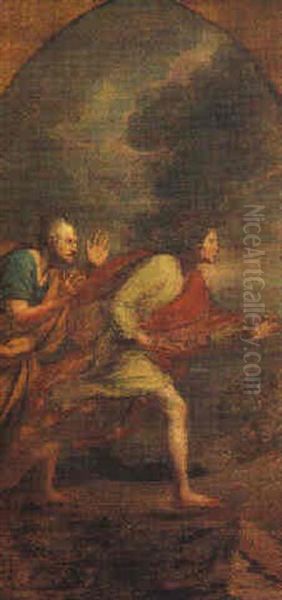 Gli Apostoli Pietro E Giovanni Corrono Al Sepolcro Di Cristo Oil Painting by Giuseppe Cades