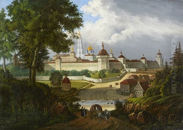 The Great Lavra Of The Trinity And St. Sergei At Sergeyev-pasad Oil Painting by Auguste J. Cadolle