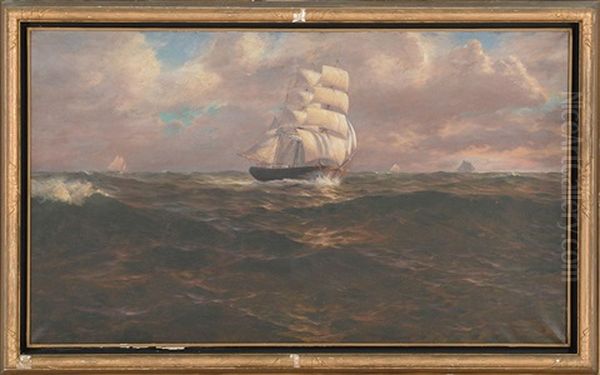 Ship On Rolling Seas Oil Painting by Henry Newell Cady